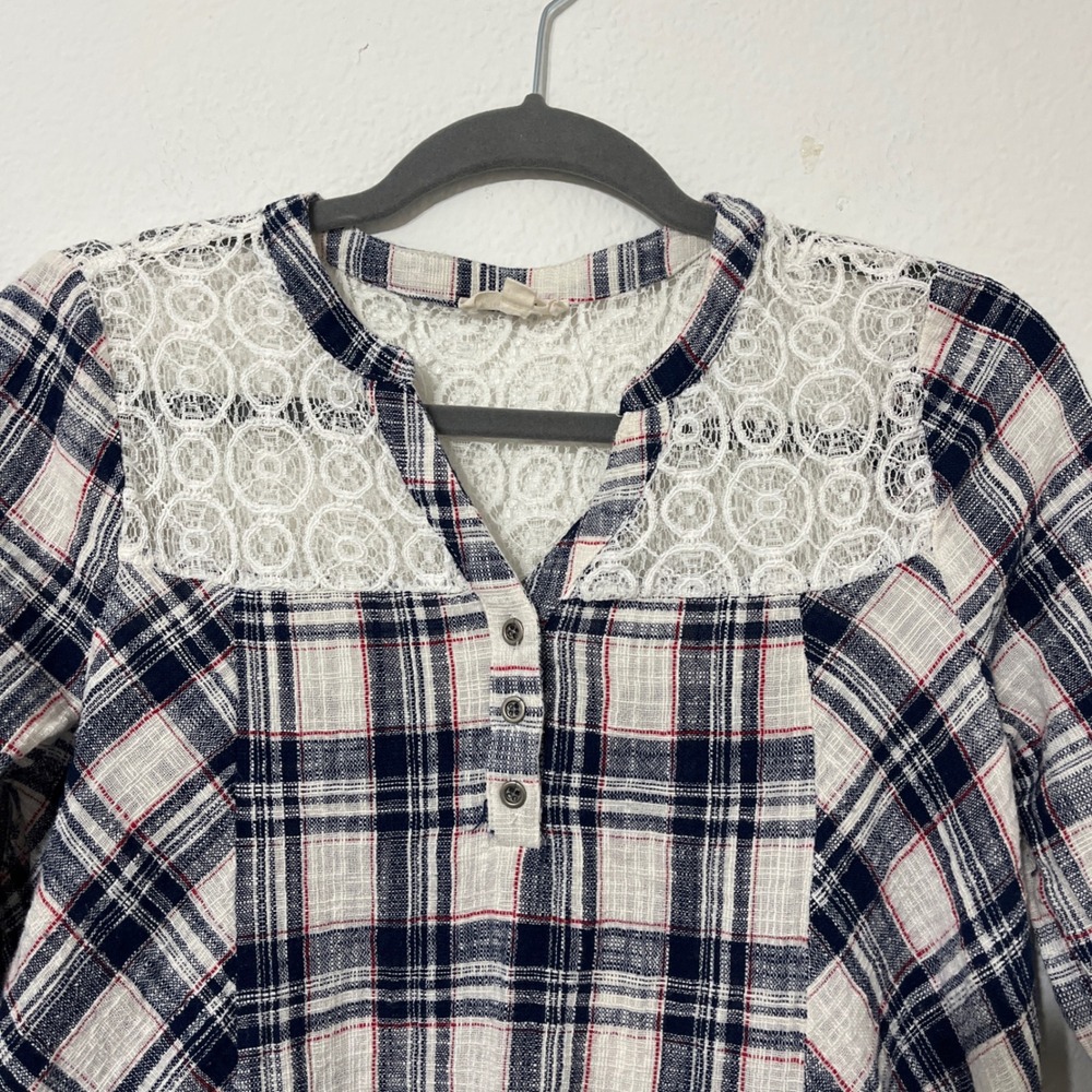 ODDI Plaid Asymmetrical Hem Boho Tunic Dress" Cottagecore Flowy Size M - Picture 3 of 8